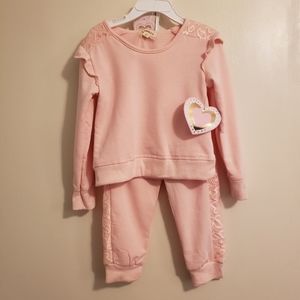 Velour Lace Jogger set 3T w/ headband